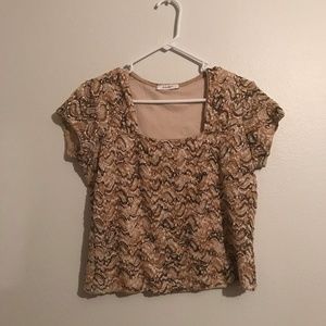 Dress Barn tan knit square neck top